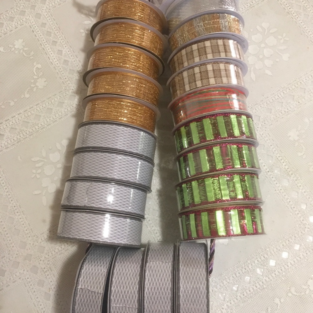 🆕 Ribbon Lot 23 Rolls sized  7/8” x 3 yd each